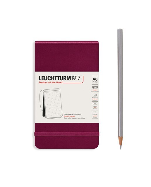 Bloco Reporter A6 pontos capa dura Port Red 1