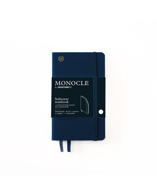 Bloco Notebook Monocle Pocket Pontilhado Capa Dura Linho - Azul-Marinho Azul-marinho-1