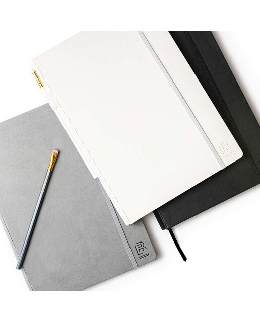 Caderno Grande A4 de Capa Dura e Papel Marfim de Linhas - Branco Branco-4
