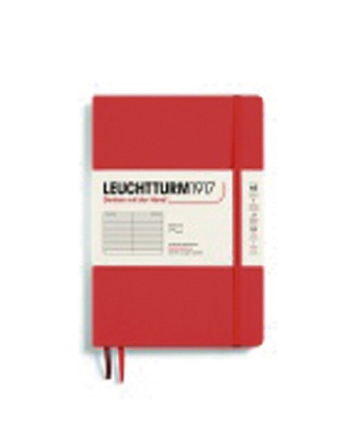 Bloco de notas capa mole folhas pautadas horizontais folhas pautadas Leuchtturm1917 laranja vermelho Vermelho alaranjado-1