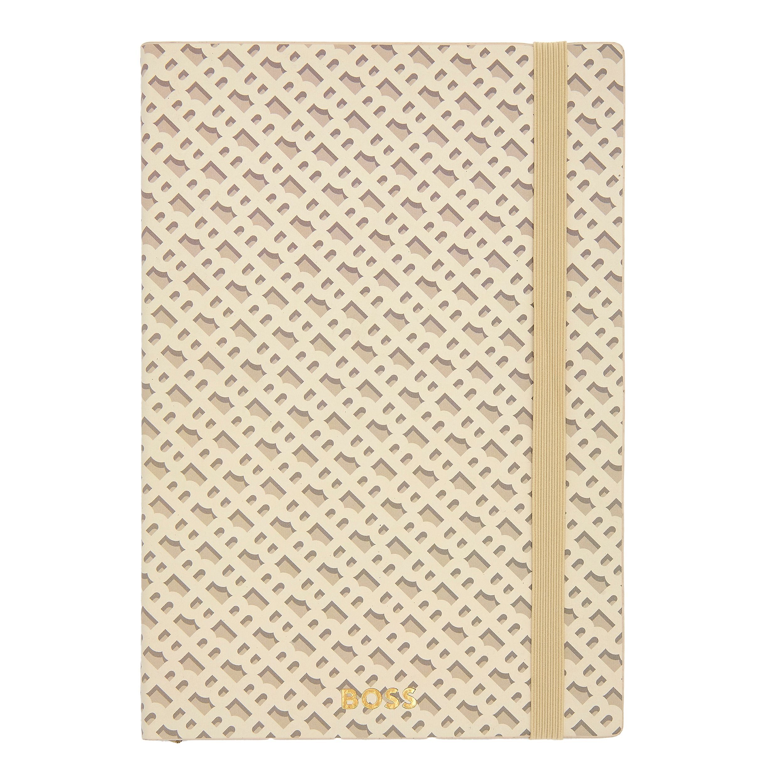 Caderno A5 Hugo Boss Monogram linhas creme Creme-2