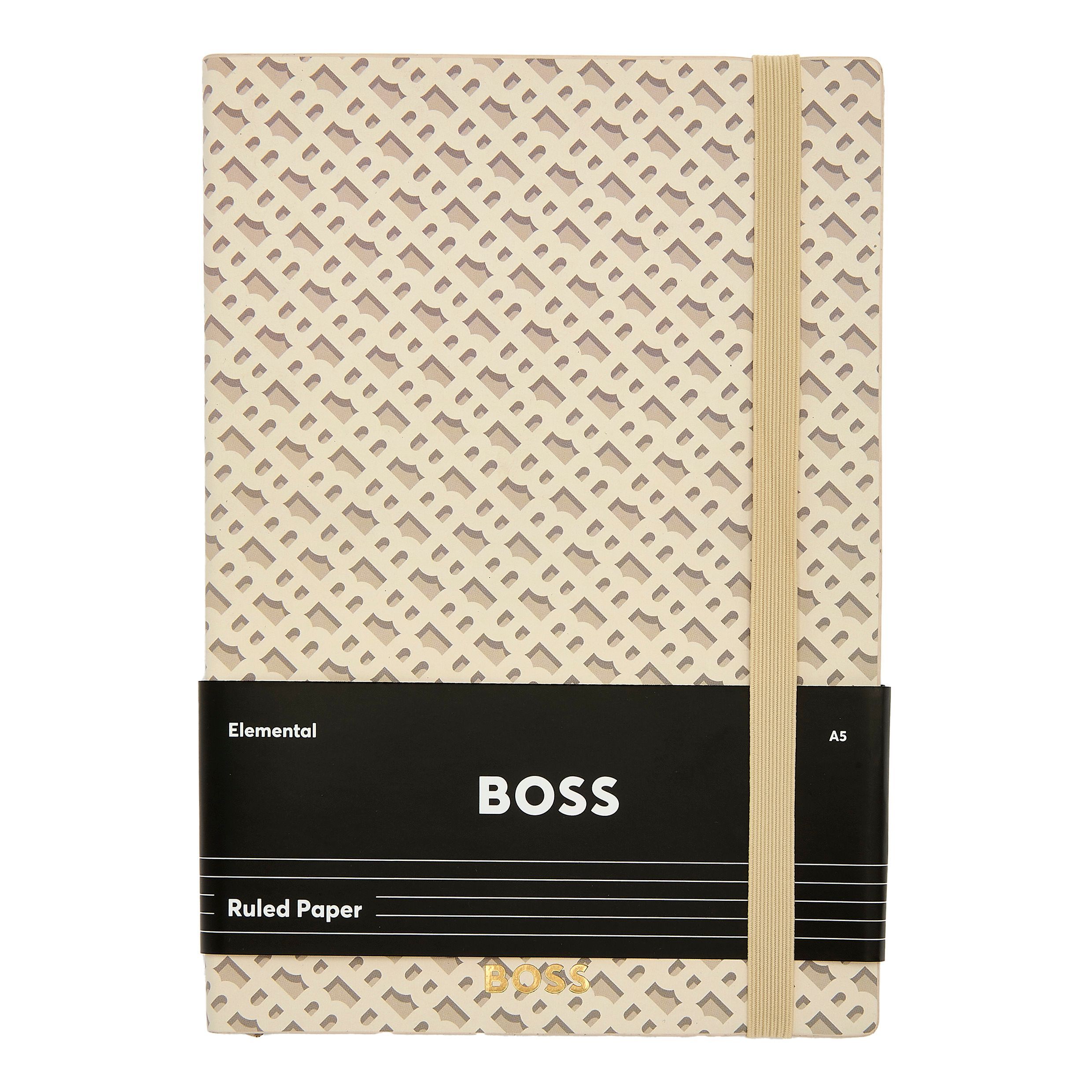 Caderno A5 Hugo Boss Monogram linhas creme Creme-5