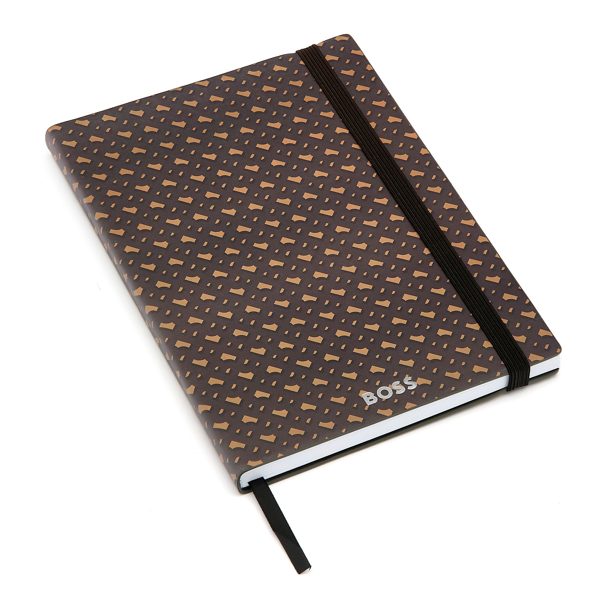 Caderno A5 Hugo Boss Monogram linhas camel Camel-2