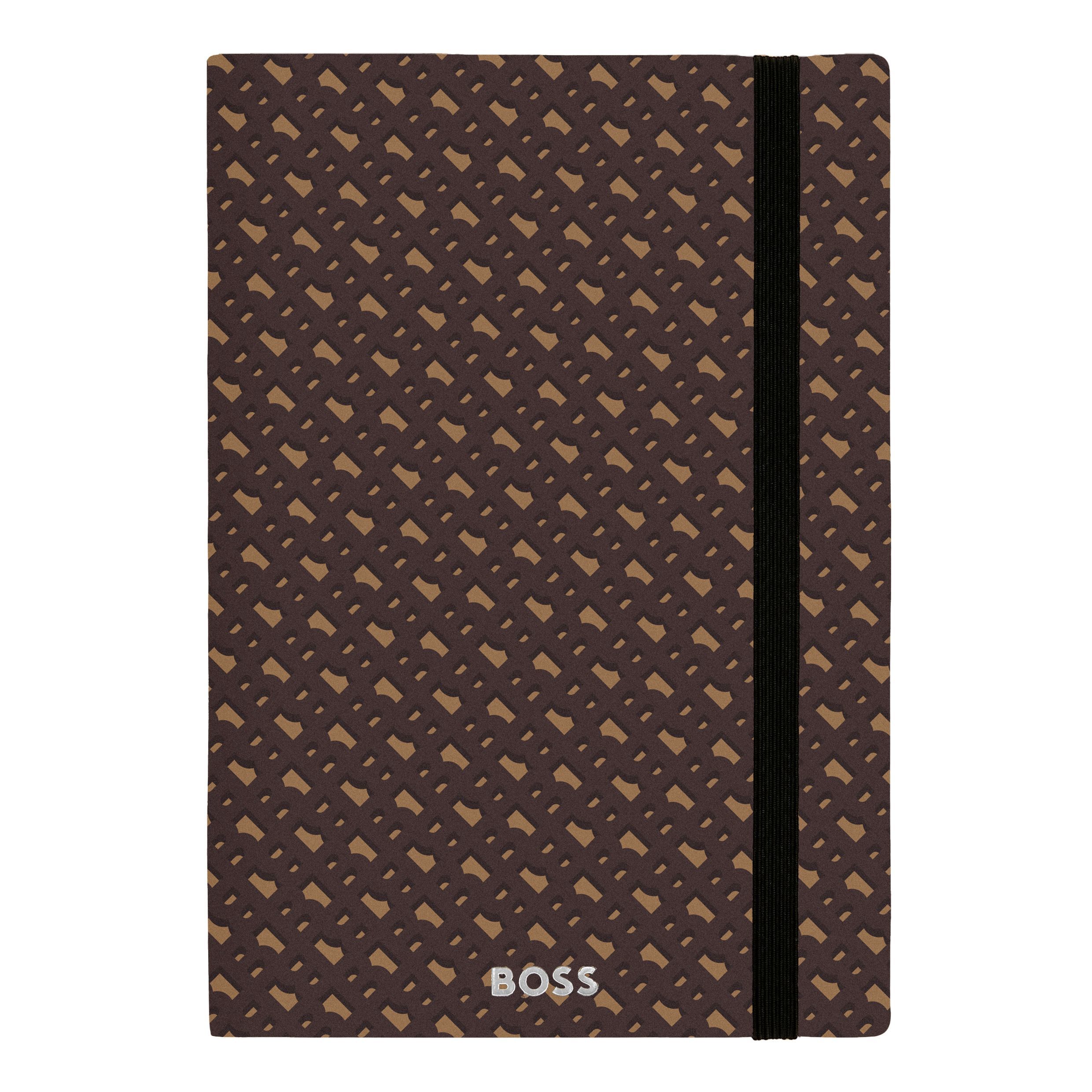 Caderno A5 Hugo Boss Monogram linhas camel Camel-3