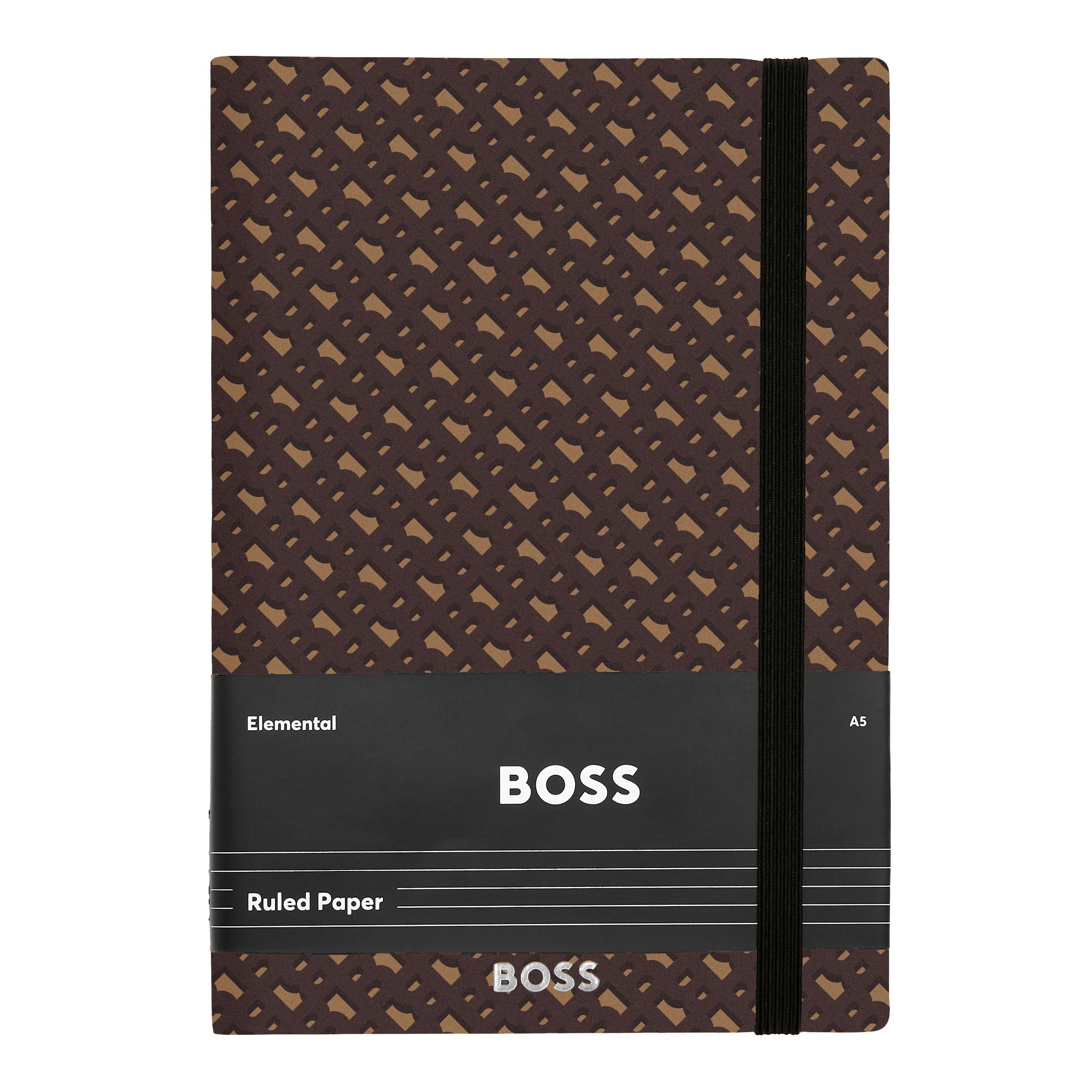 Caderno A5 Hugo Boss Monogram linhas camel Camel-5