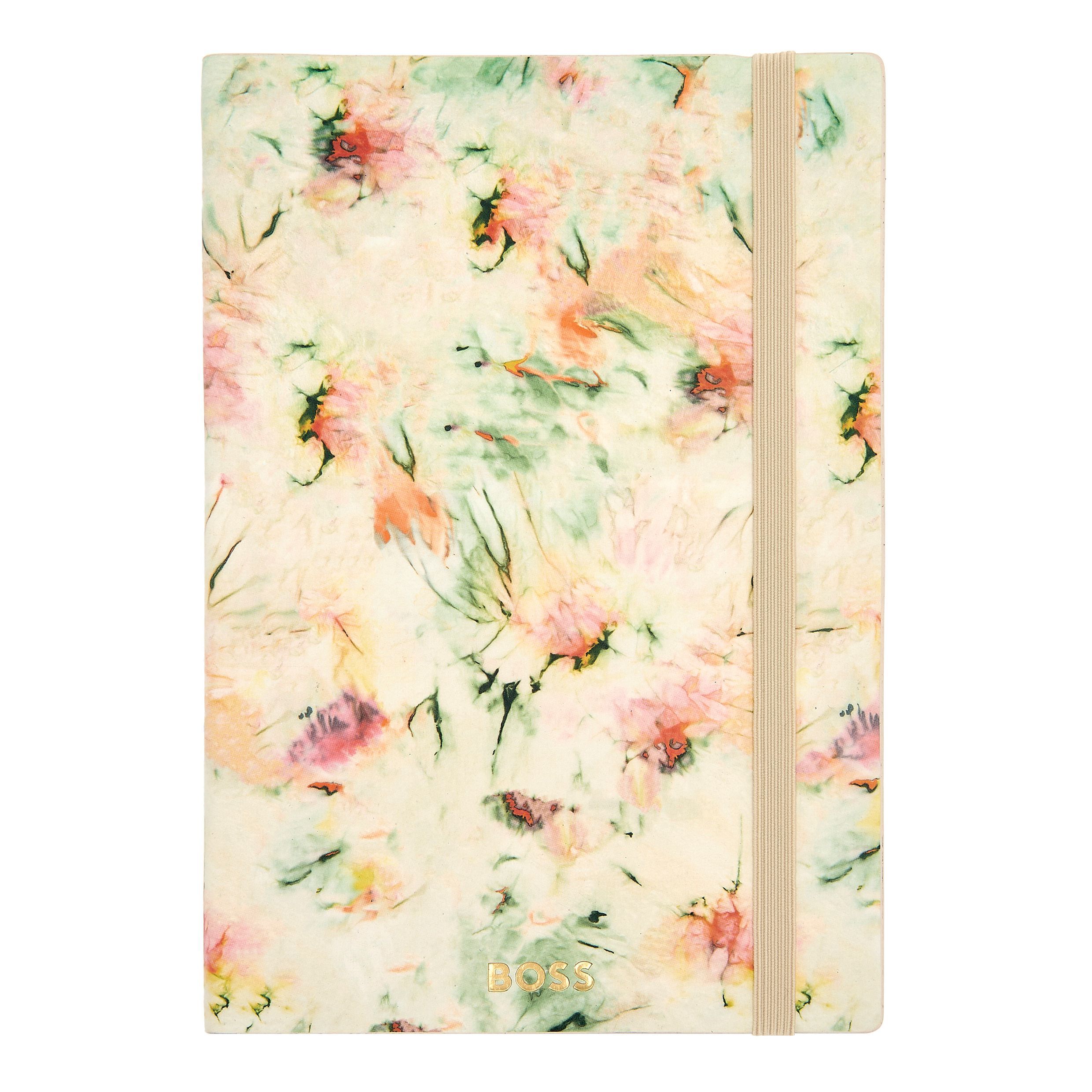 Caderno A5 Hugo Boss Tie-dye Flower linhas creme Creme-4