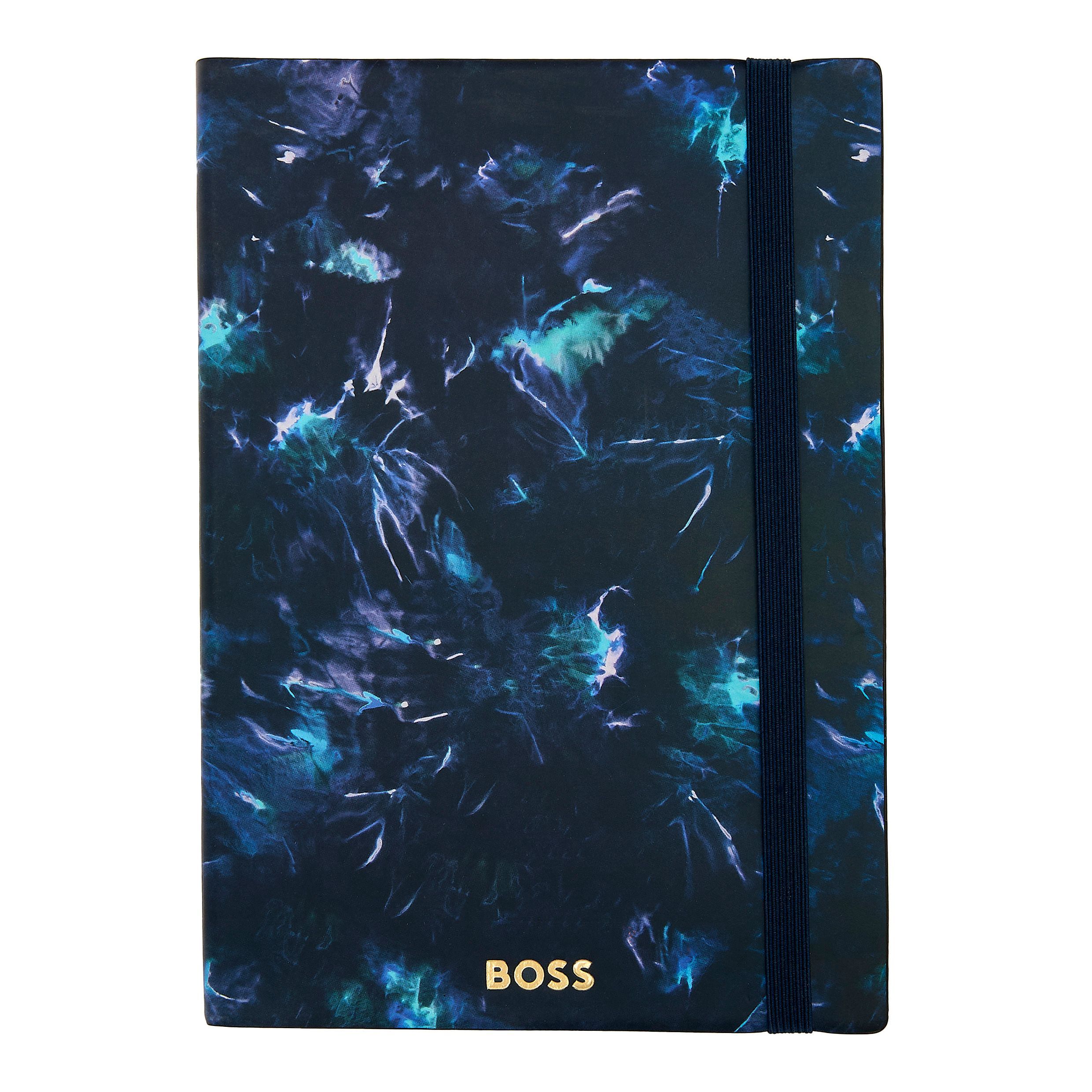 Caderno A5 Hugo Boss Tie-dye Flower linhas azuis Azul-3