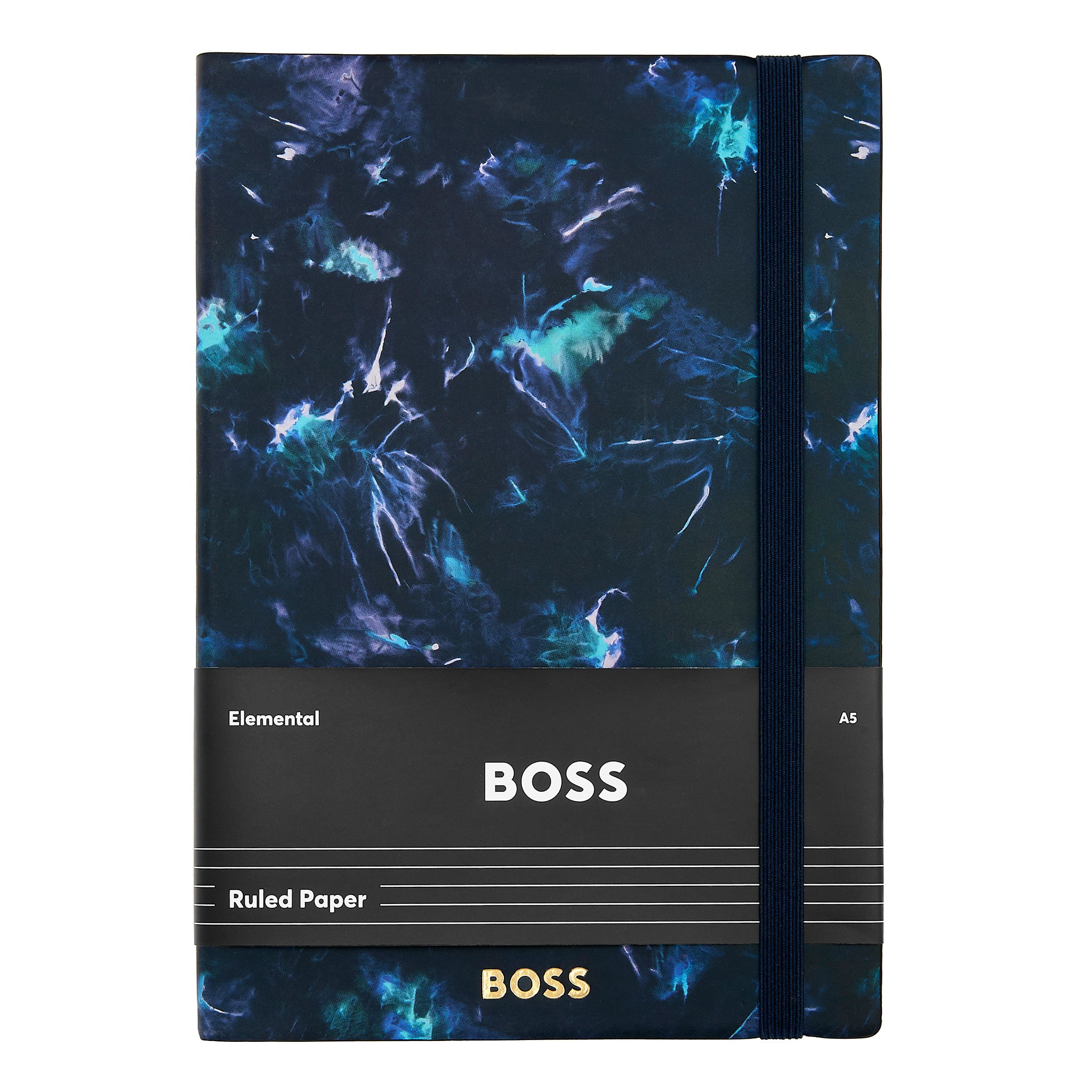 Caderno A5 Hugo Boss Tie-dye Flower linhas azuis Azul-5