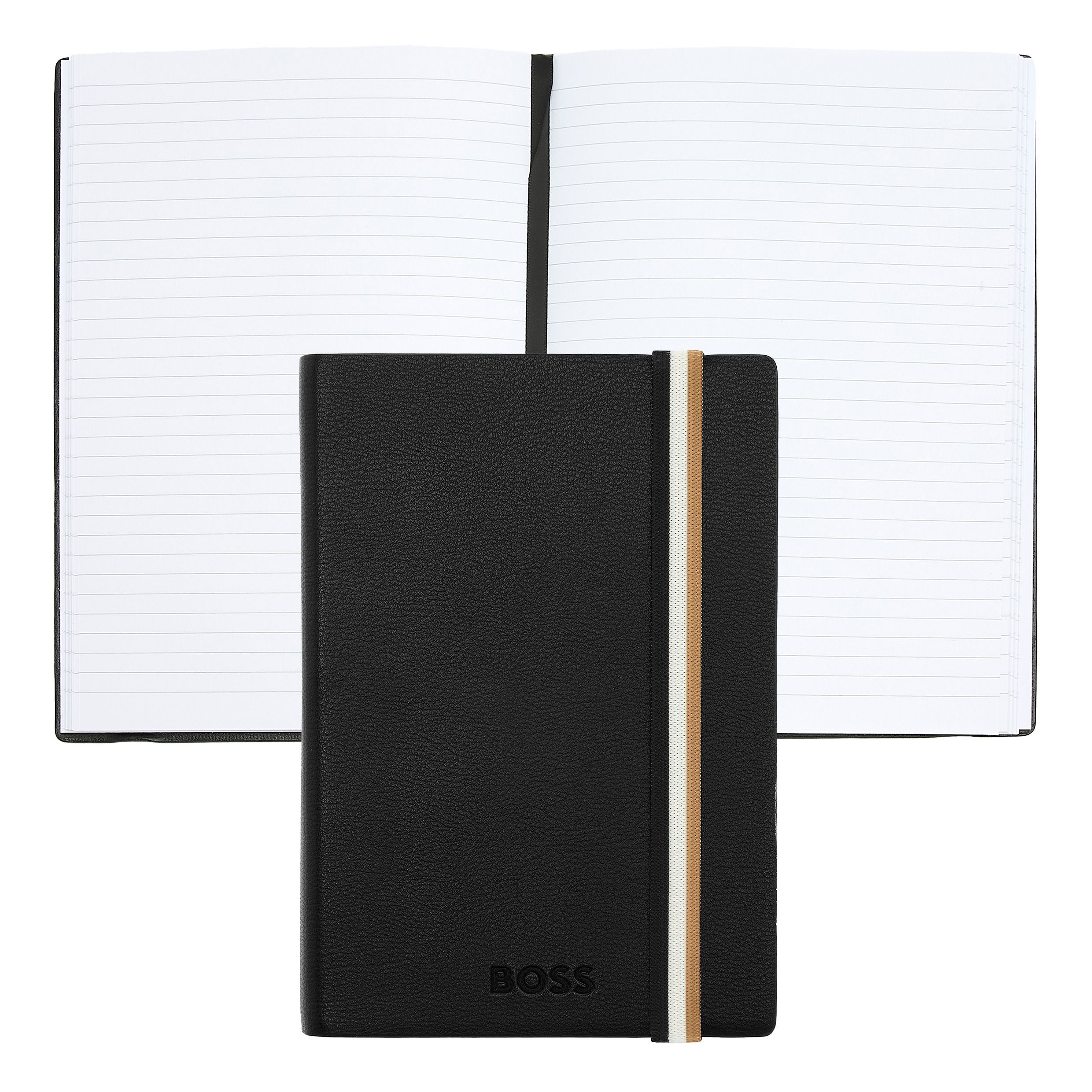 Caderno A6 Hugo Boss Iconic linhas preto Preto-1
