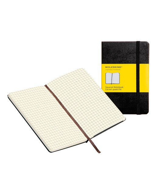 Diário quadriculado pocket preto Moleskine 1