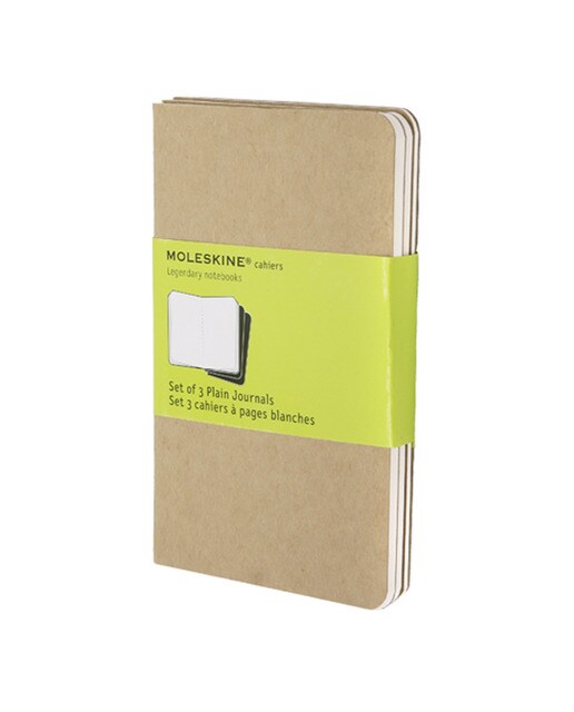 Conjunto de 3 cadernos Cahier páginas em branco pocket kraft Moleskine 1
