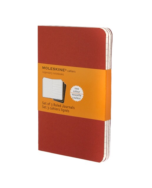 Conjunto de 3 cadernos Cahier de linhas vermelhos Moleskine 1