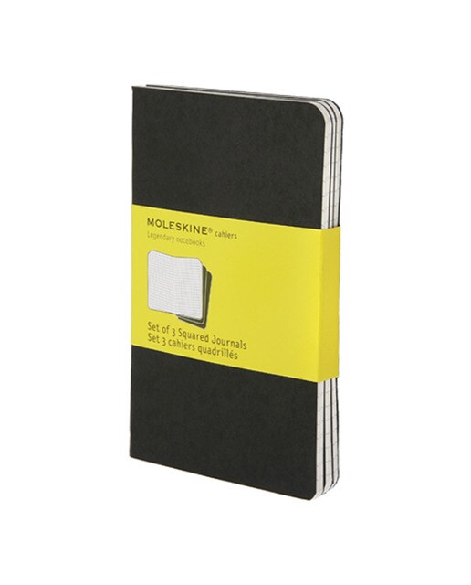 Imagem 0 de Conjunto de 3 cadernos Cahier quadriculados pocket pretos Moleskine