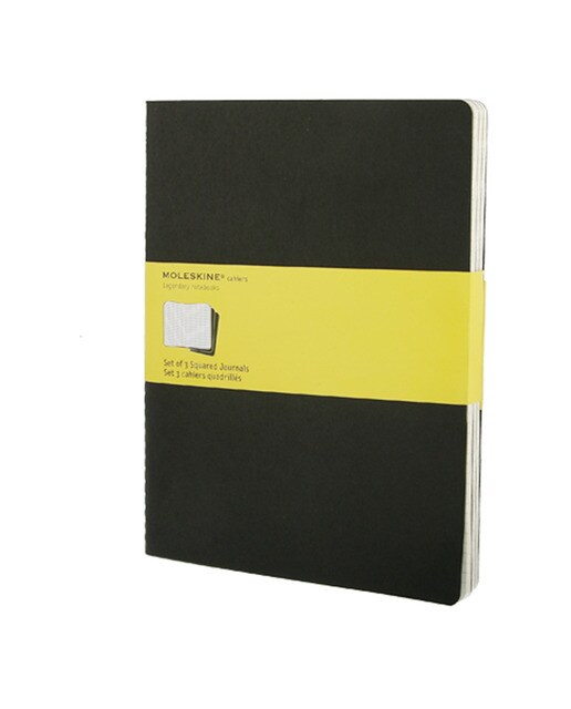 Conjunto de 3 cadernos Cahier quadriculados XL pretos Moleskine 1