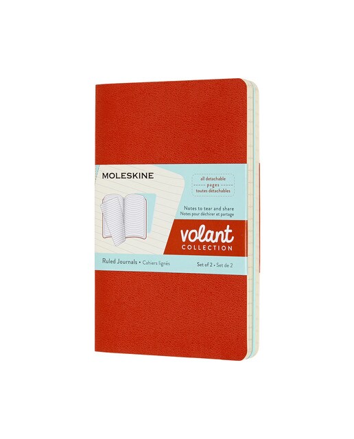 Conjunto de 2 Blocos Volant Pocket Folhas de Linhas Moleskine Vermelho e Turquesa Vermelho-1