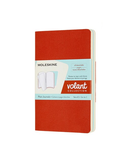 Imagem 0 de Conjunto de 2 Blocos Volant Pocket Folhas Lisas Moleskine Vermelho e Turquesa