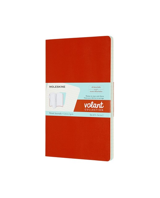 Conjunto de 2 Blocos Volant Large Folhas de Linhas Moleskine Vermelho e Turquesa Vermelho-1