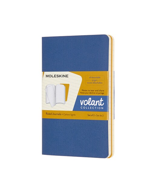 Conjunto de 2 Blocos Volant Pocket Folhas de Linhas Moleskine Azul e Laranja Azul / Laranja-1