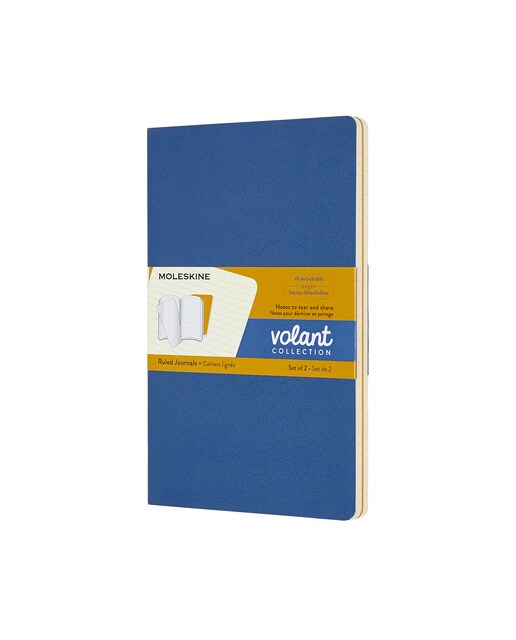 Conjunto de 2 Blocos Volant Large Folhas de Linhas Moleskine Azul e Laranja Azul / Laranja-1