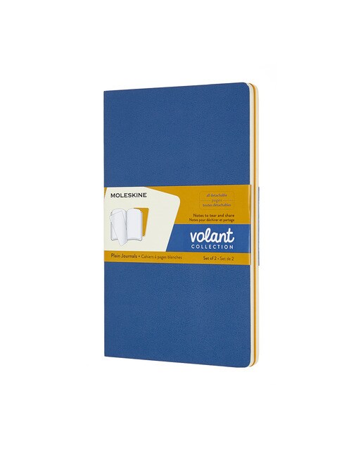 Imagem 0 de Conjunto de 2 Blocos Volant Large Folhas Lisas Moleskine Azul e Laranja