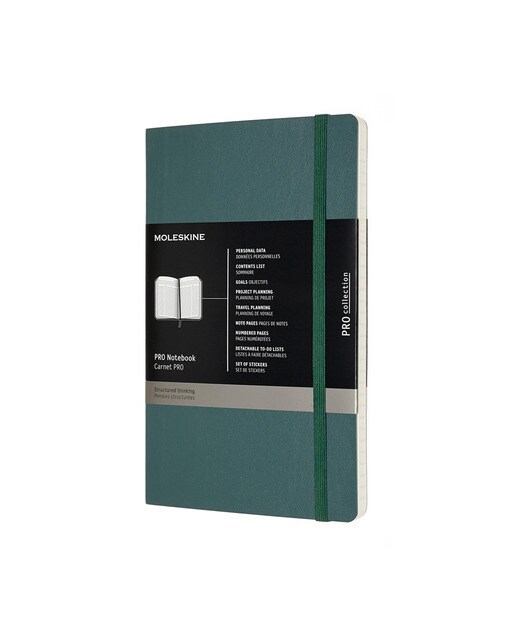 Caderno Profissional Large Capa mole Moleskine Preto Verde Bosque-1