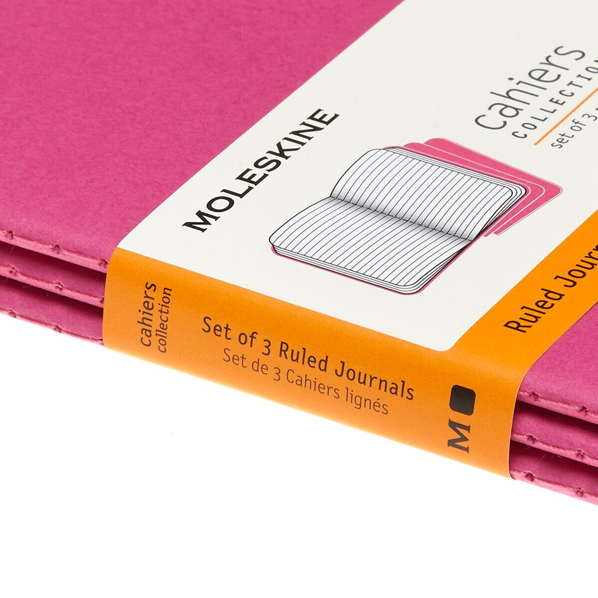 Conjunto de 3 Blocos de Folhas de Linhas Moleskine Rosa Rosa-3