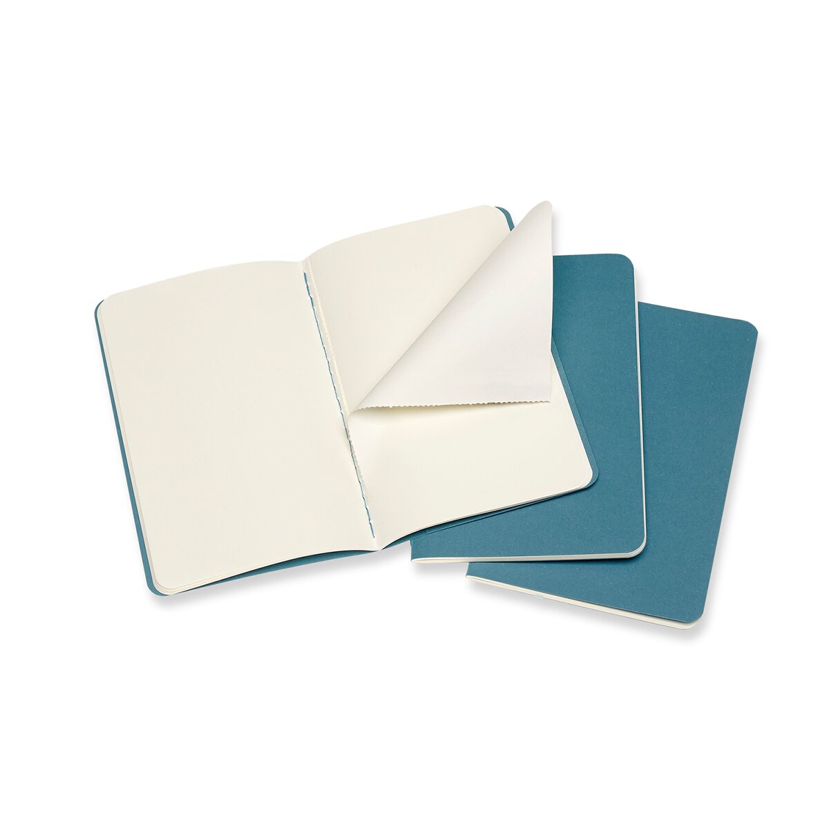 Conjunto de 3 Blocos de Folhas Lisas Moleskine Azul Azul-2