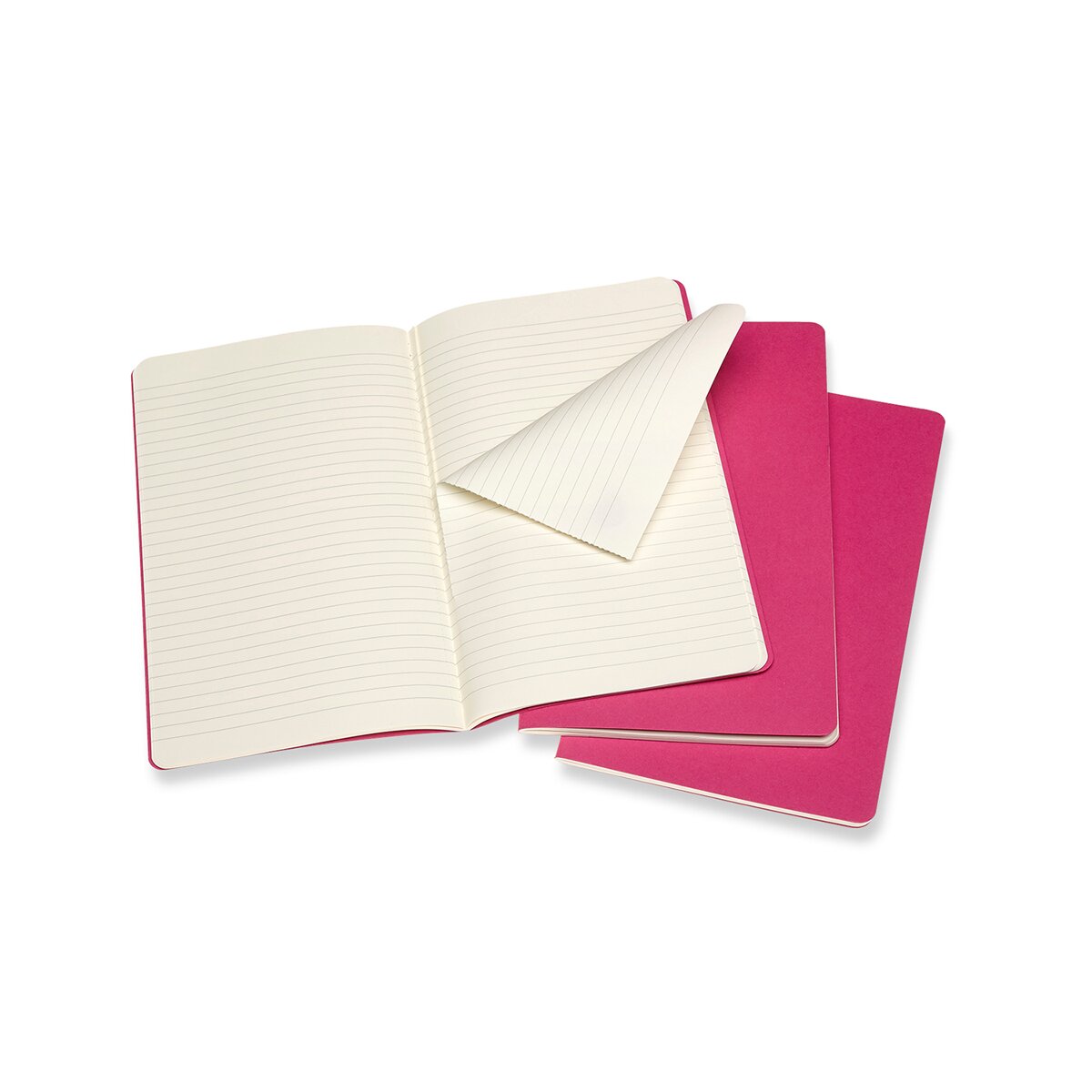 Conjunto de 3 Blocos de Folhas de Linhas Moleskine Rosa Rosa-2
