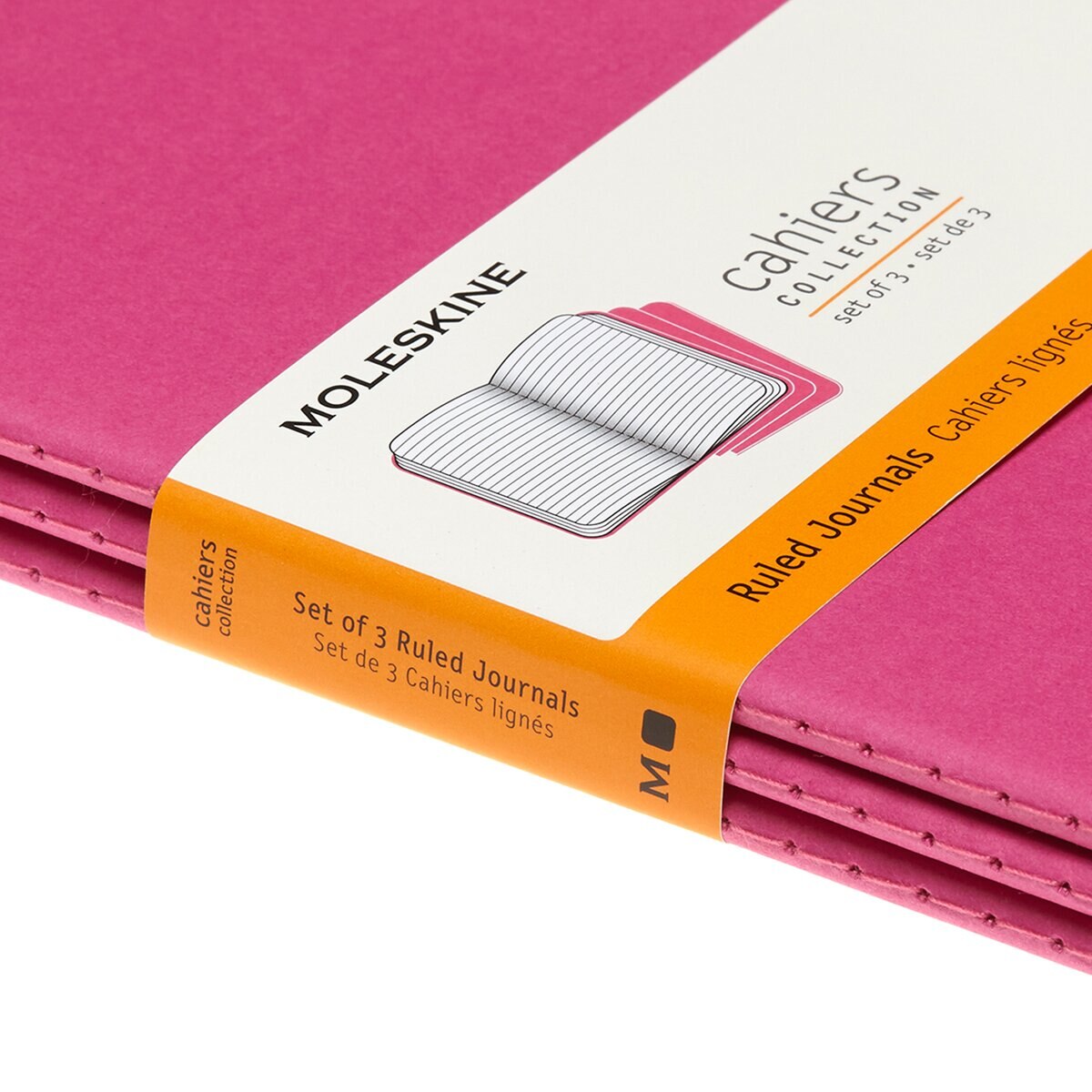 Conjunto de 3 Blocos de Folhas de Linhas Moleskine Rosa Rosa-3