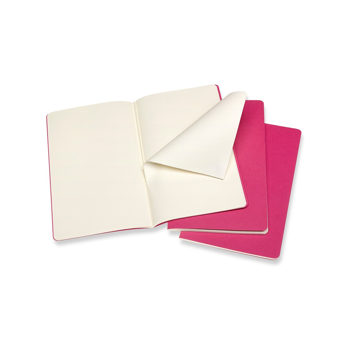 Conjunto de 3 Blocos de Folhas Lisas Moleskine Rosa Rosa-2