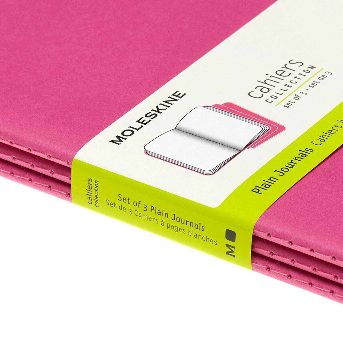 Conjunto de 3 Blocos de Folhas Lisas Moleskine Rosa Rosa-3