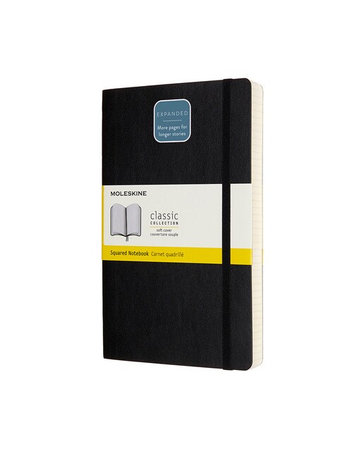 Caderno Large Expanded Capa Mole Folhas Quadriculadas Classic Moleskine Preto Preto-1