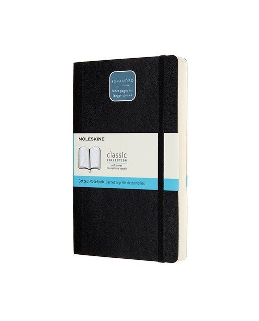 Caderno Large Expanded Capa Mole Folhas Pontilhadas Classic Moleskine Preto Preto-1