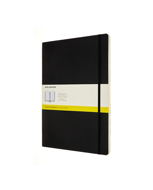Caderno Classic A4 Capa Mole Folhas Quadriculadas - Preto Preto-1