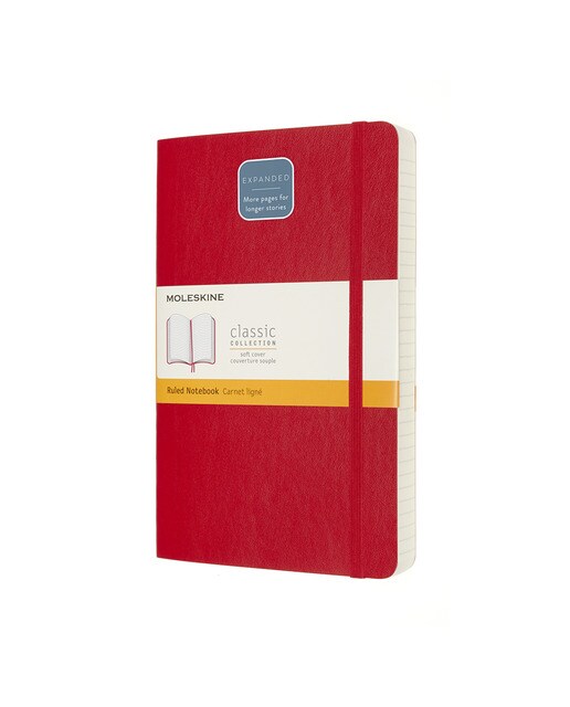 Caderno Classic Large Expanded Capa Mole de Folhas de Linhas - Vermelho Vermelho-1