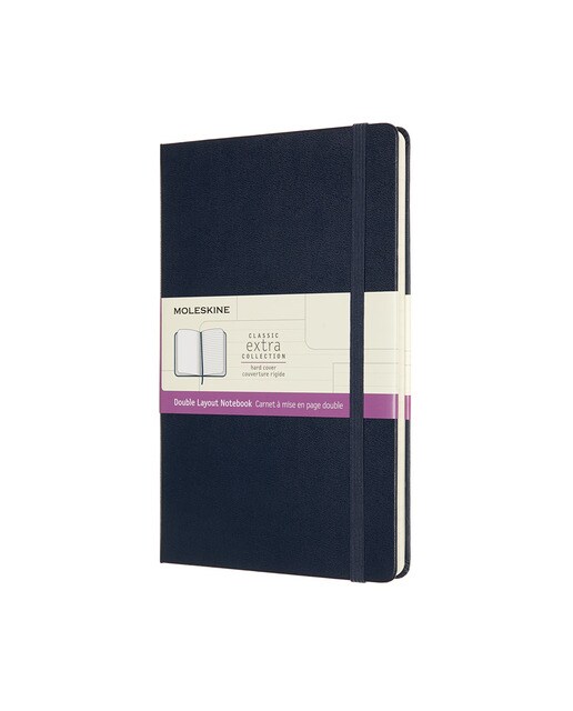 Caderno Large Capa Dura Formato Duplo Folhas Lisas e de Linhas Azul-safira Azul-1