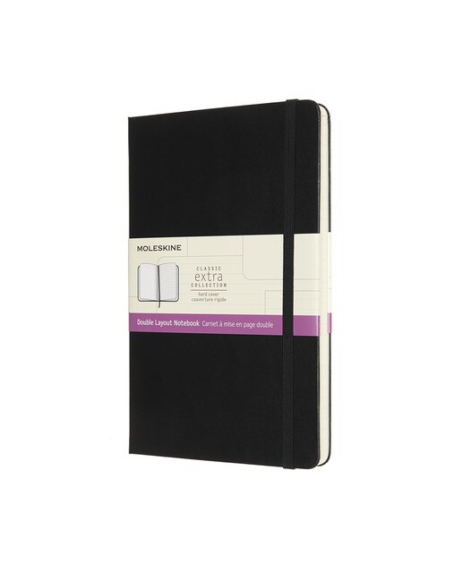 Caderno Large Capa Dura Formato Duplo Folhas Lisas e de Linhas Preto Preto-1