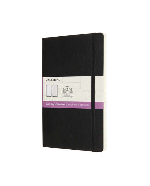 Caderno Large Capa Mole Formato Duplo Folhas Lisas e de Linhas Preto Preto-1