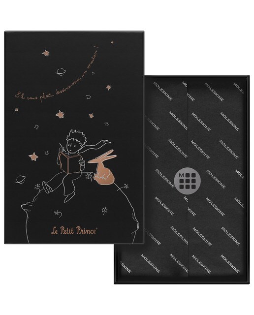 Caderno Moleskine L pautado Edição limitada O Pequeno Príncipe preto Preto-2