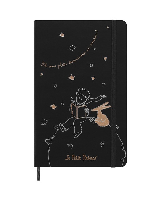 Caderno Moleskine L pautado Edição limitada O Pequeno Príncipe preto Preto-3
