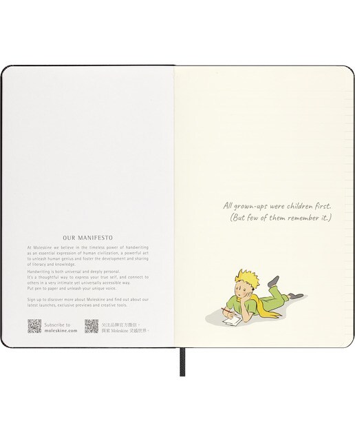 Caderno Moleskine L pautado Edição limitada O Pequeno Príncipe preto Preto-5