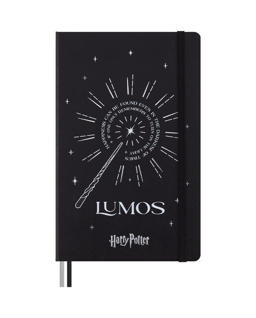 Cuaderno large hojas rayadas tapa dura edición limitada Harry Potter Lumos Moleskine negro