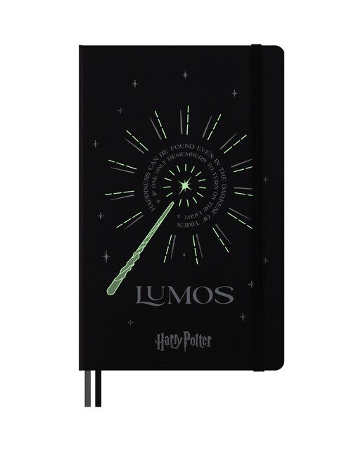 Caderno Pautado Moleskine A5 Harry Potter Lumos - Edição Limitada Brilha no Escuro Preto-2