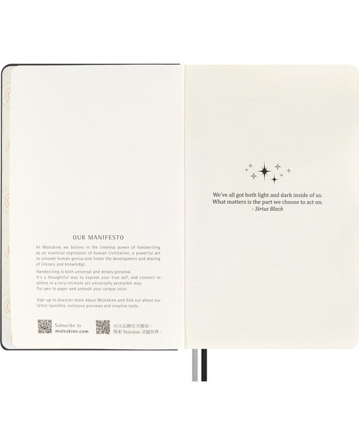 Caderno Pautado Moleskine A5 Harry Potter Lumos - Edição Limitada Brilha no Escuro Preto-4