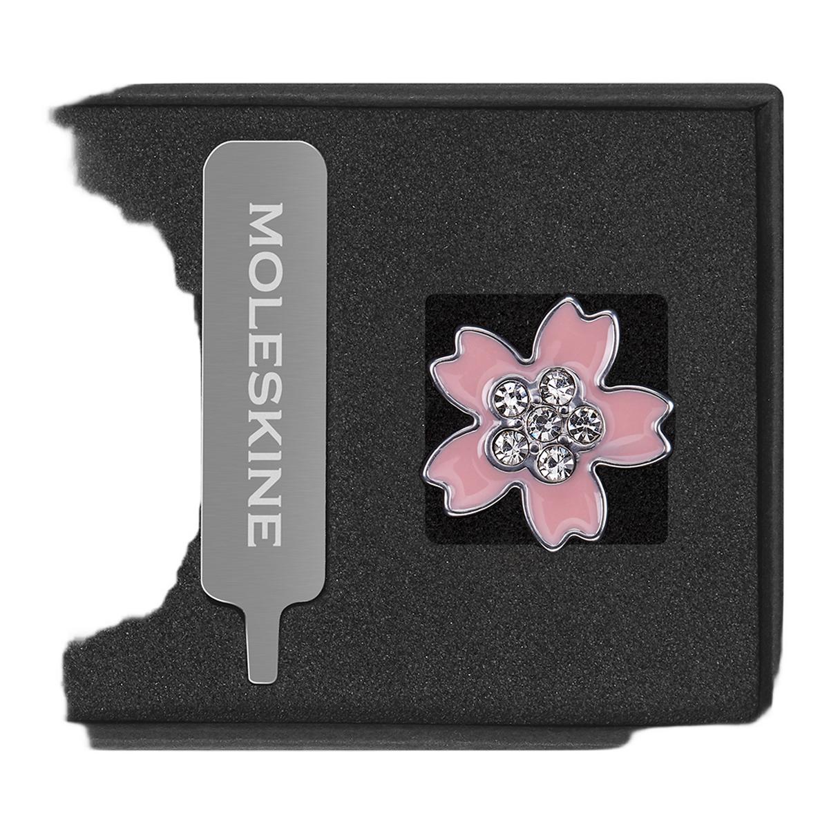 Pin de cristal  flor Sakura Moleskine rosa 1