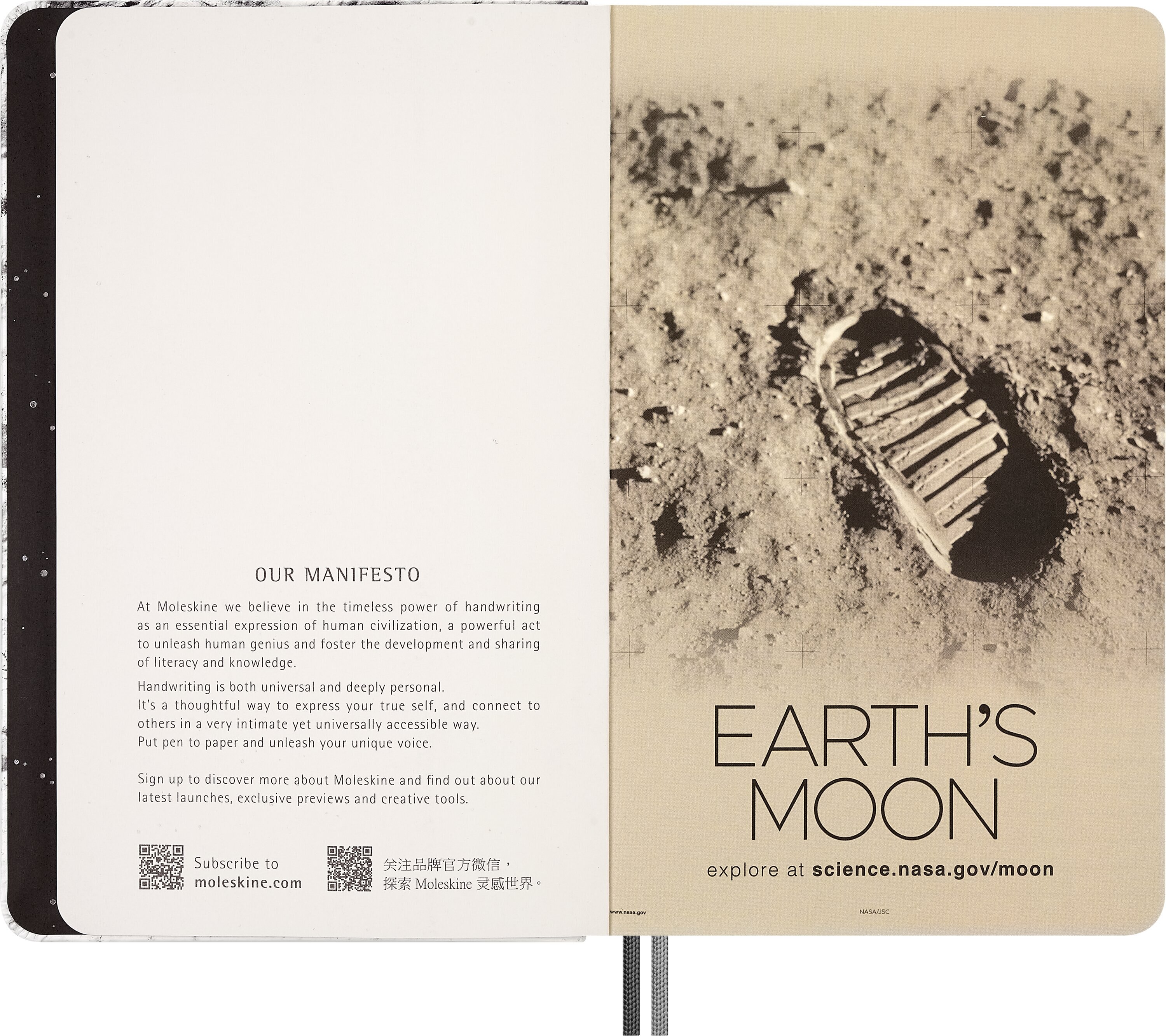 Caderno Grande com Folhas Pautadas, Capa Dura: Edição Limitada NASA - Branco Branco-5