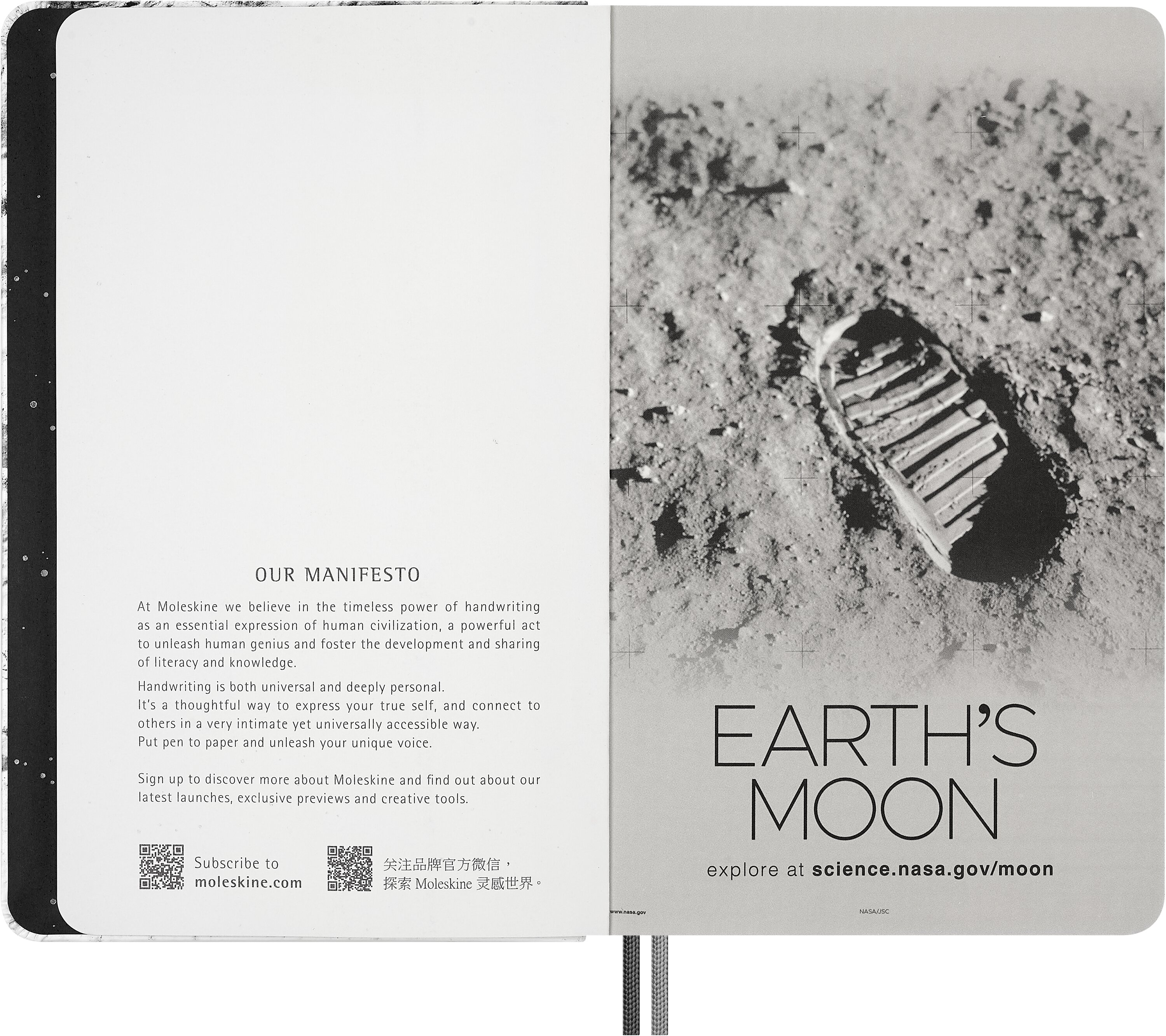 Estuche de regalo con cuaderno large hojas rayadas tapa dura edición limitada NASA Moleskine blanco Negro-7