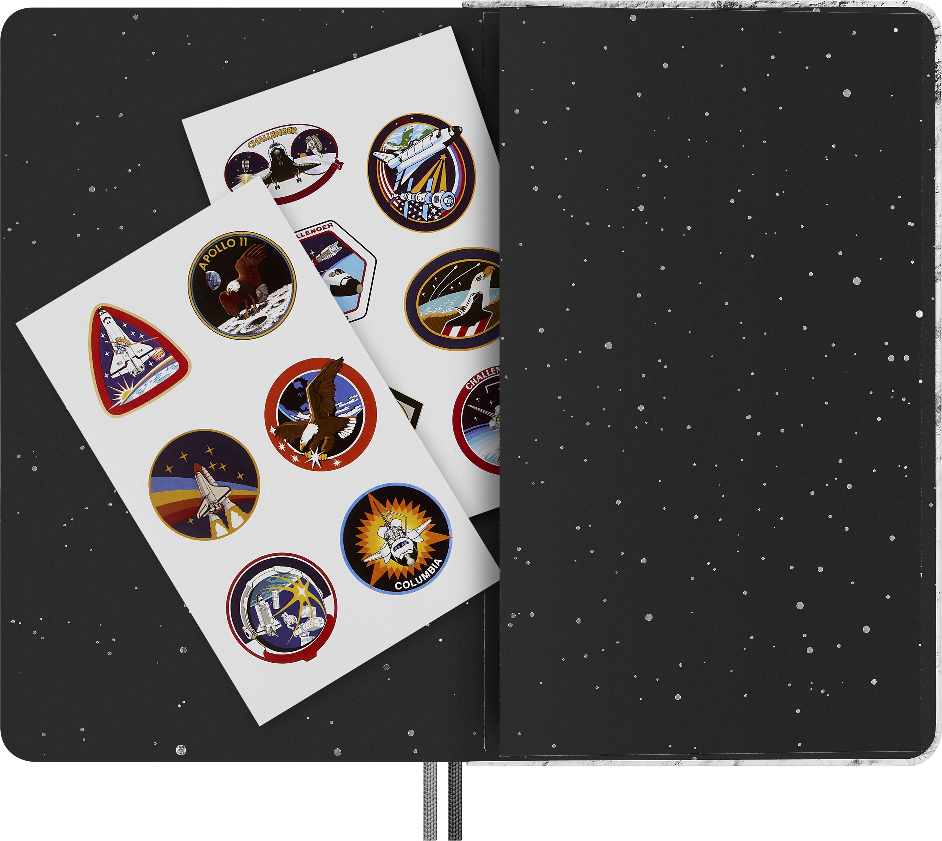 Estuche de regalo con cuaderno large hojas rayadas tapa dura edición limitada NASA Moleskine blanco Negro-8