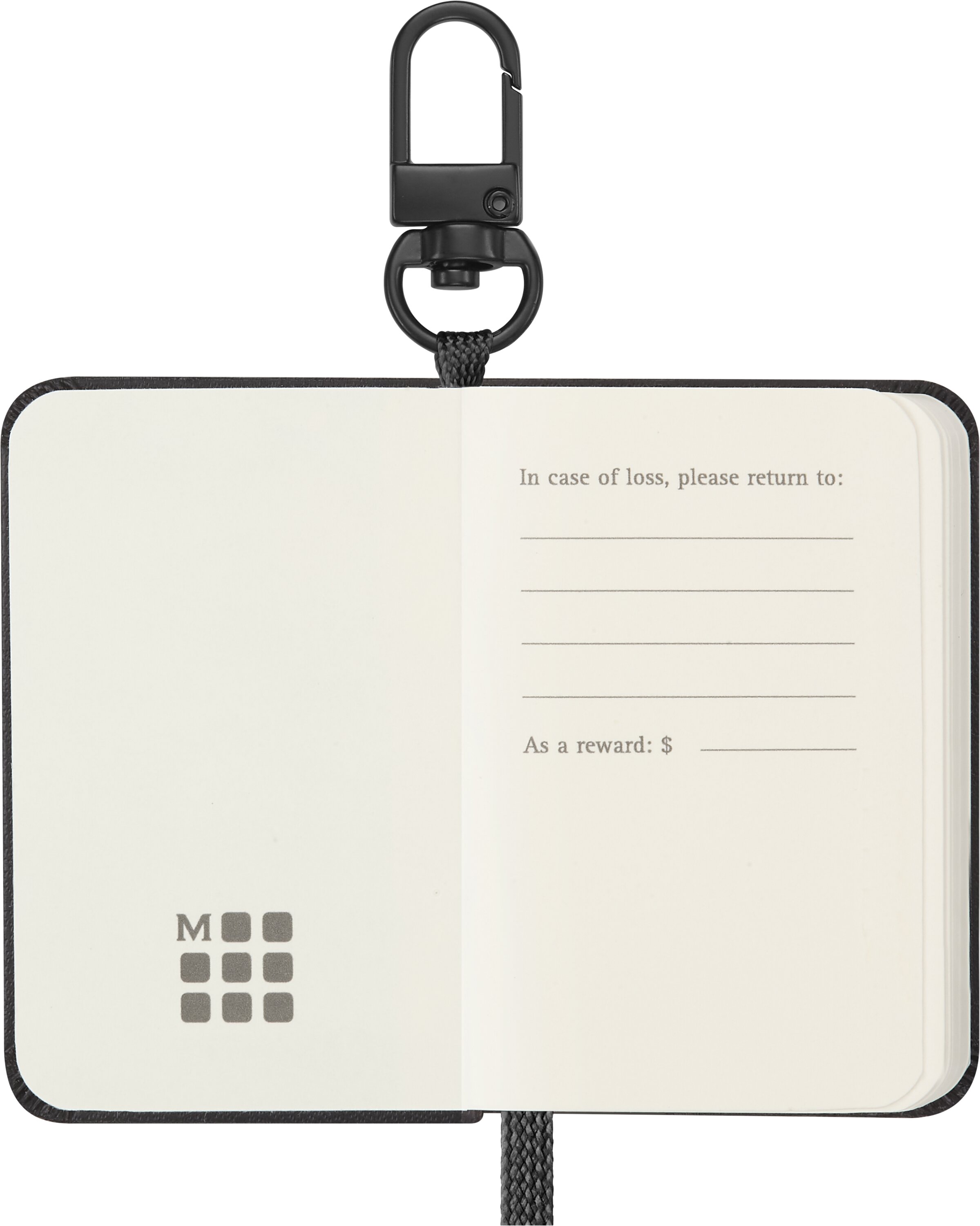 Cuaderno llavero mini hojas lisas tapa dura Moleskine negro Negro-2