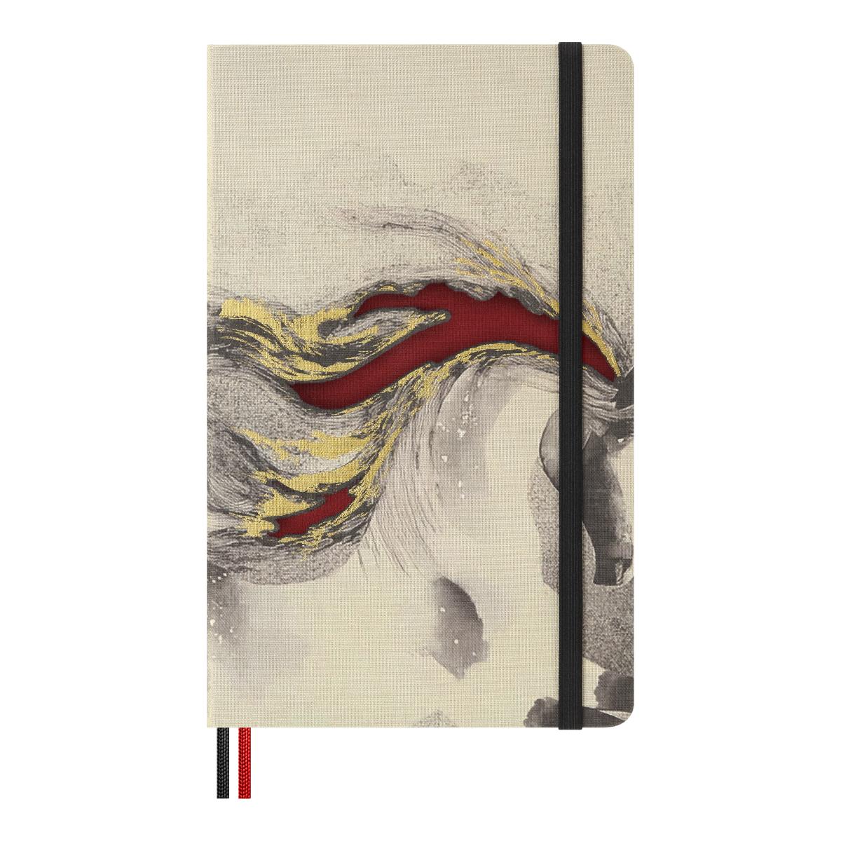 Set creativo con cuadernos large hojas rayadas y  acordeón, boligrafo kaweco y 2 washi tapes  Año  Caballo Moleskine Multicolor-5